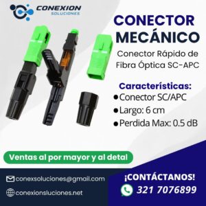 Conector Mecánico SC/APC para Fibra Óptica