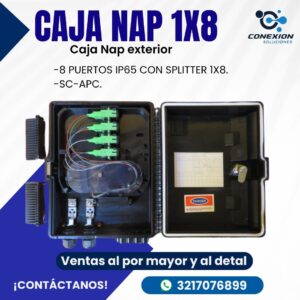 Caja NAP 1x8 de Exterior IP65 con Splitter SC/APC